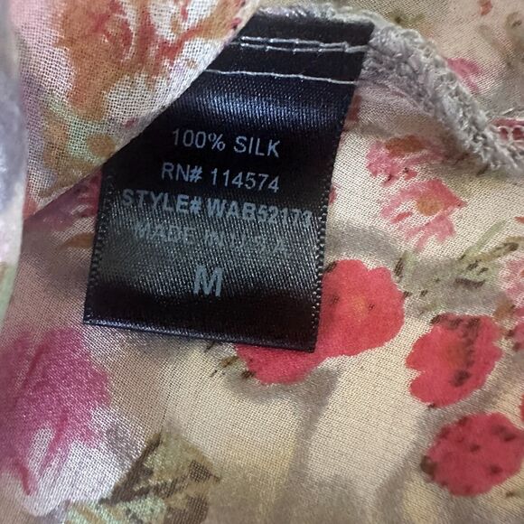 Bellatrix Womens 100% Silk Floral Poncho Top Blouse Sheer Roses Boho Size Medium - Picture 4 of 5